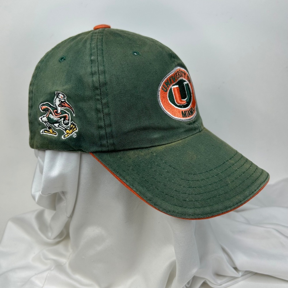 UNIVERSITY of MIAMI HURRICANES Baseball Hat Green Adjustable